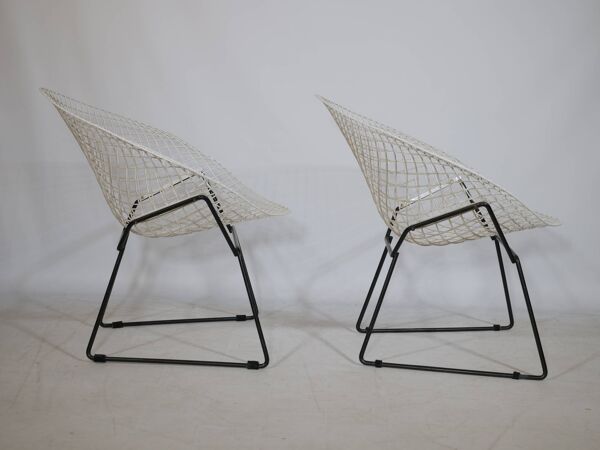 Chaise Diamond par Harry Bertoia pour Knoll, lot de 2, années 1950/60 Chaise longue en fil de fer
