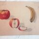School drawing 20s "Apple, banana"