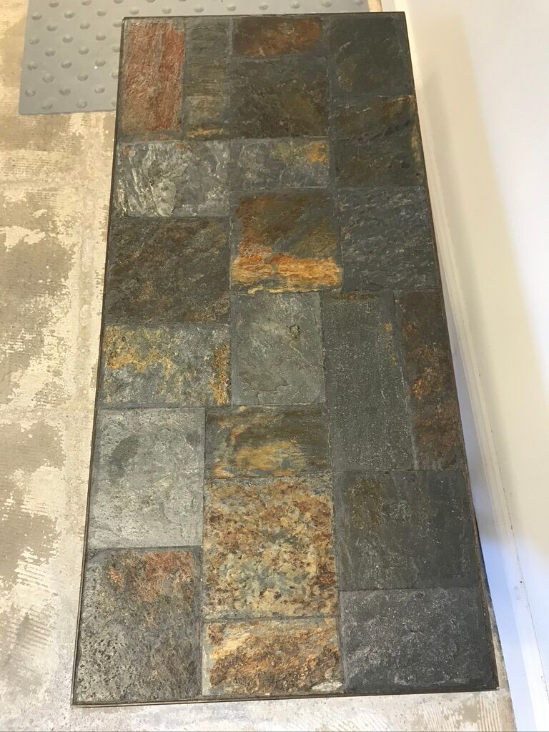 Wrought iron table slate tiles 1960