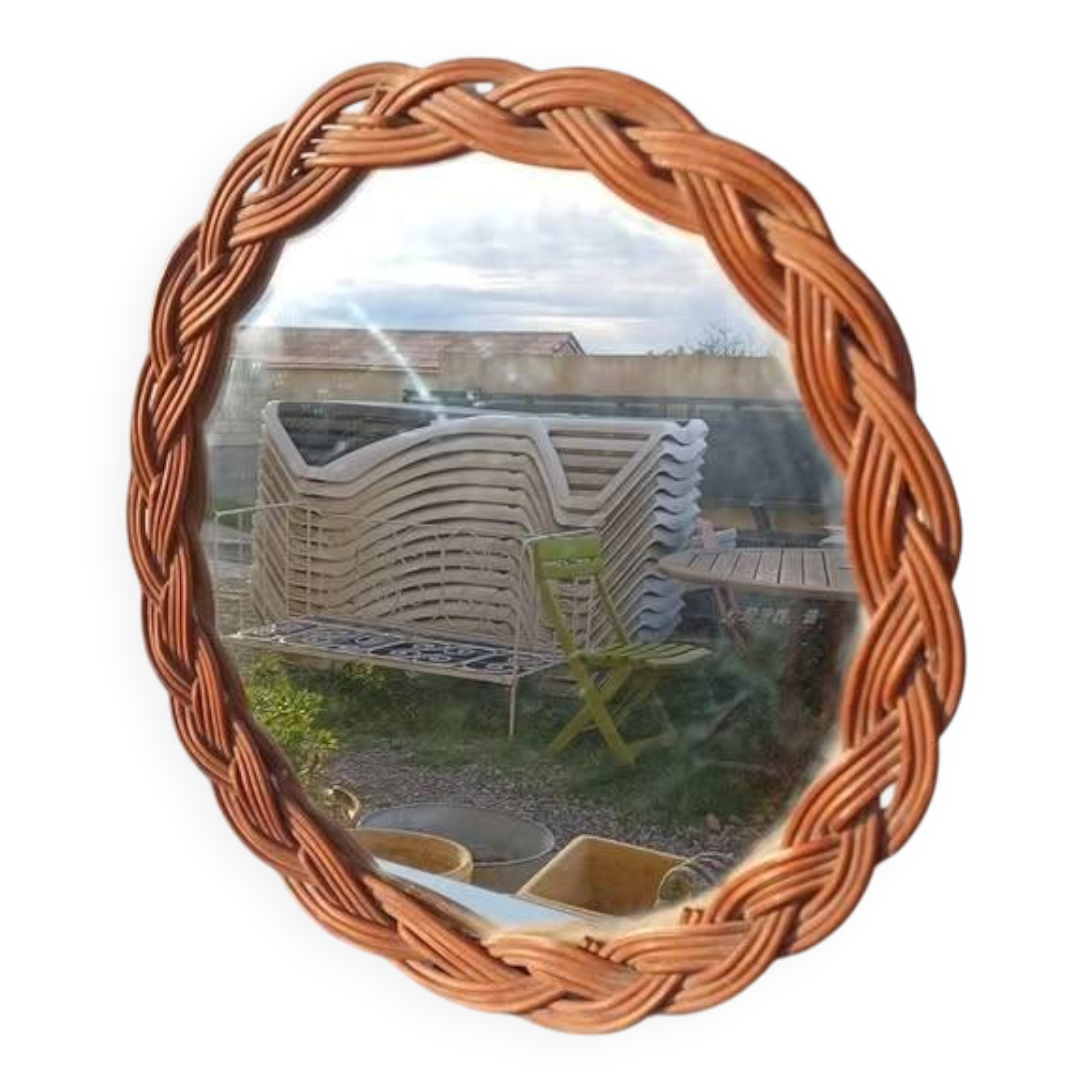 Vintage rattan mirror