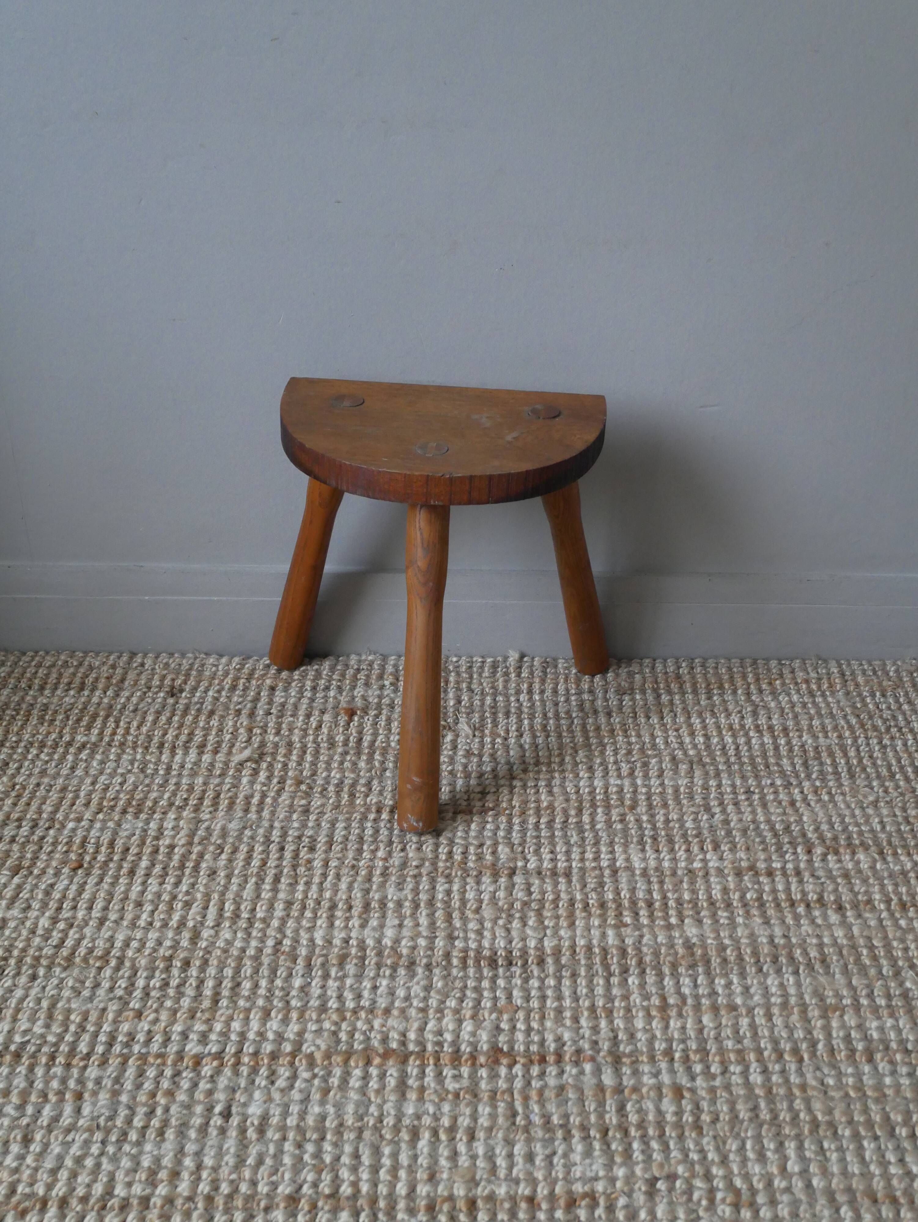Handmade tripod milking stool plant holder Scandinavian countryside decoration folk art