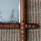 Wooden mirror in bamboo style, 1950s country decor.