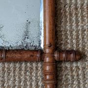 Wooden mirror in bamboo style, 1950s country decor.