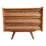 Commode bois et rotin
