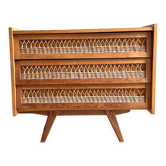 Wood and rattan chest of drawers