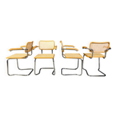 Set of 4 stackable vintage Marcel Breuer style armchairs, made in Italy, 1970s