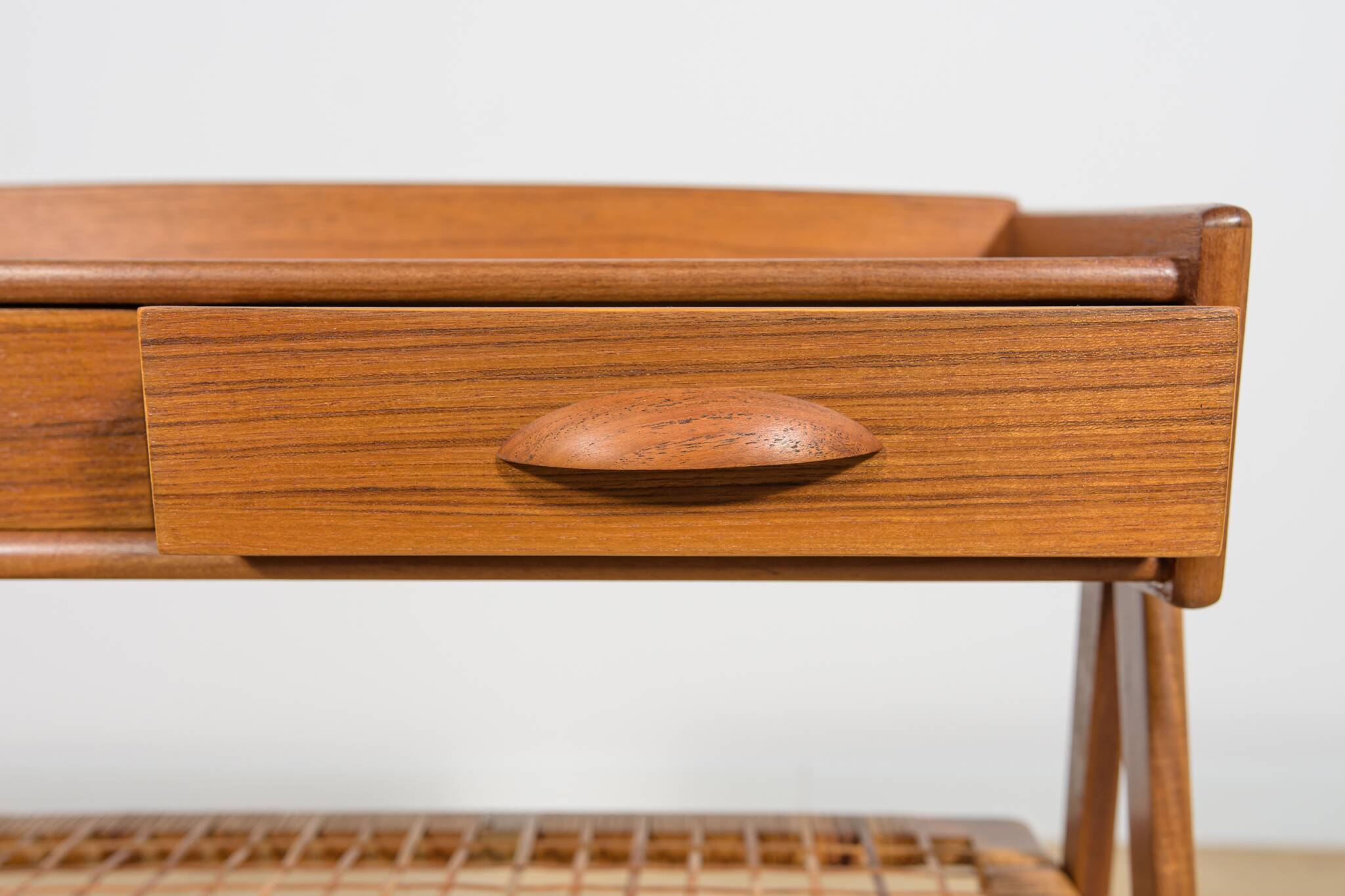 Mid-Century Teak and Rattan Console Table by Søren Rasmussen, Denmark, 1960