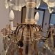 Brass chandelier with glass shaft, crystal tassel plates and daggers - 6 lights