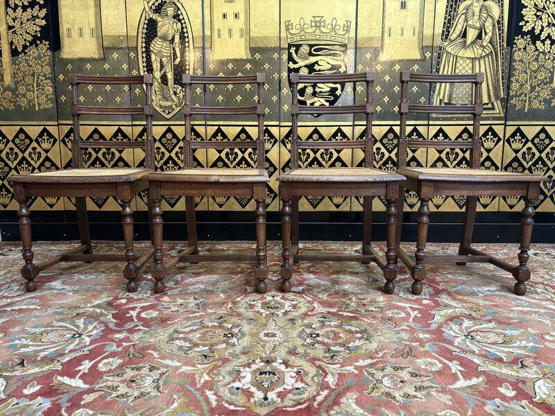 4 Louis XIII style caned chairs