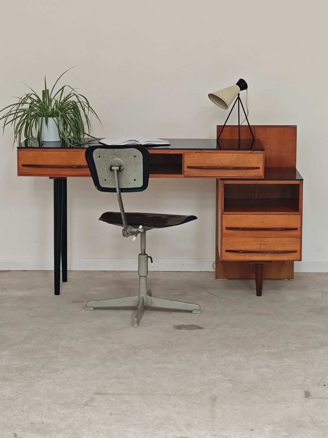 Adjustable industrial chair metal Czechoslovakia 1960