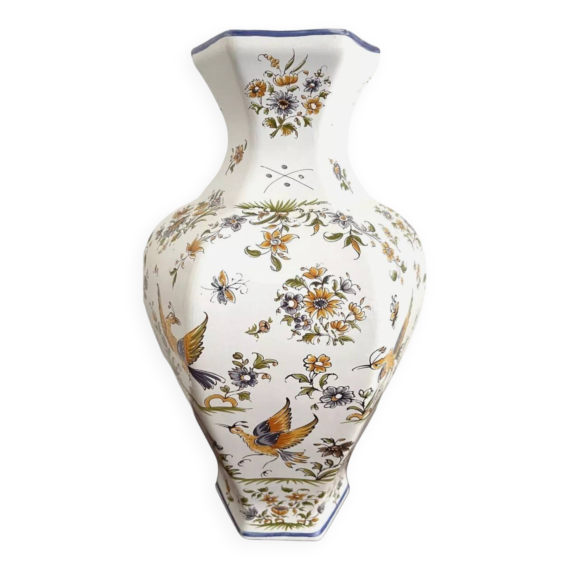 Moustiers earthenware vase, 40 cm