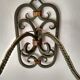 Pair of old wrought iron sconces patina green and gold - 2 lights