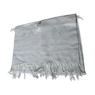 2 old mr fringed monogram towels 97X68cm.