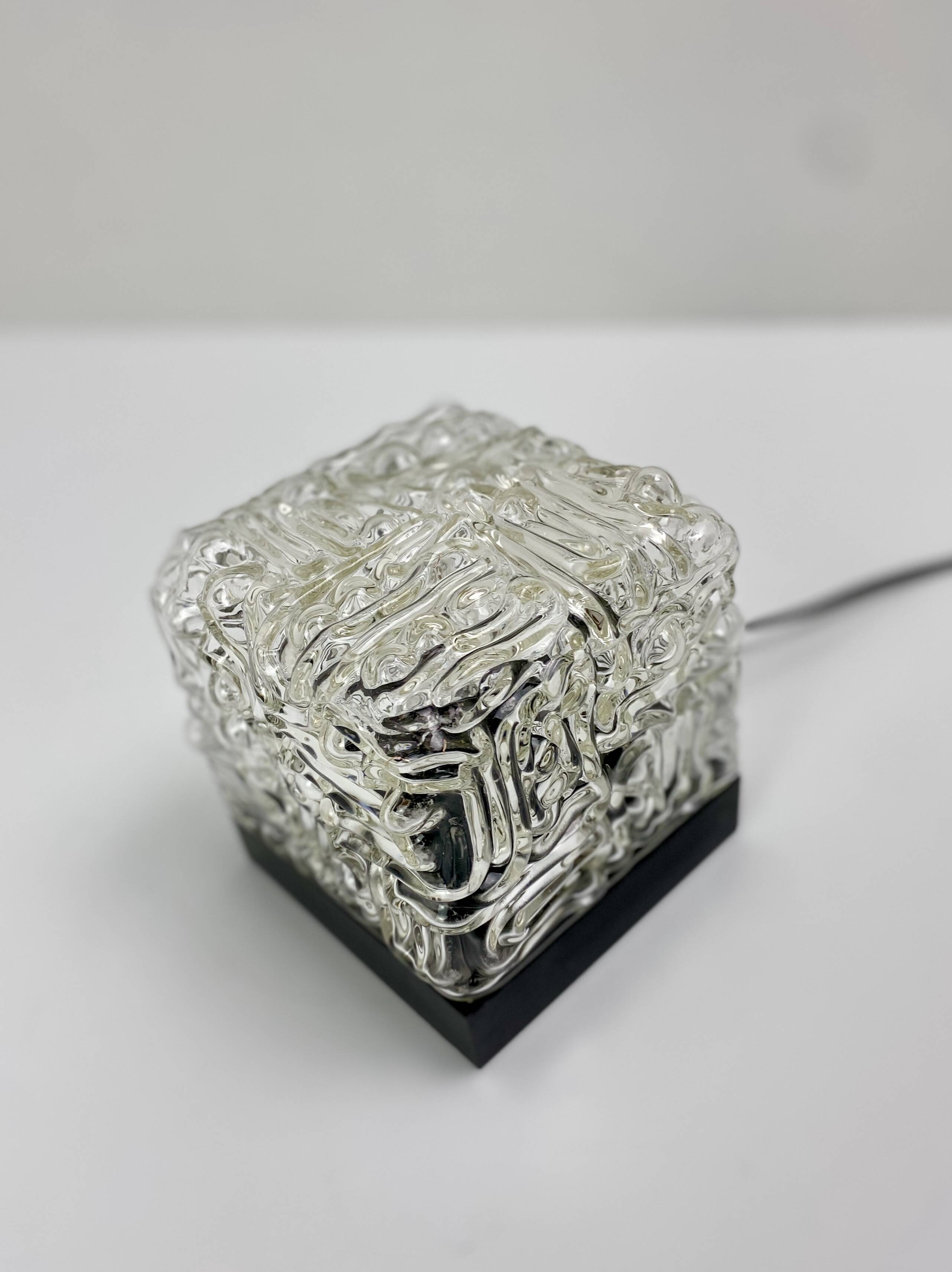 Pair of Vintage Cube Lamps – Textured Glass Wall or Ceiling Lights