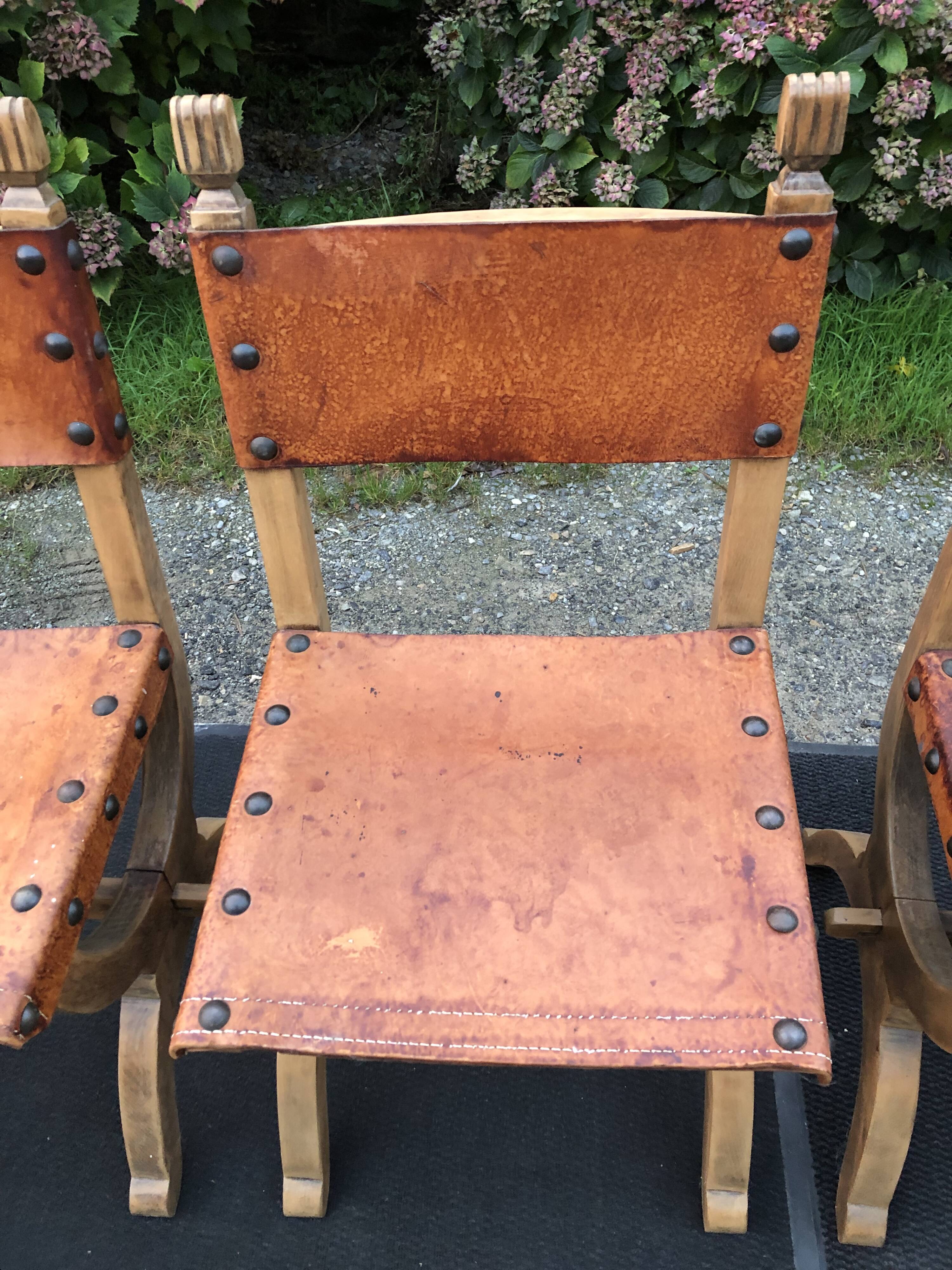 Set of 4 vintage brutalist chairs by Bram Sprij, Netherlands 1960s. in beech.