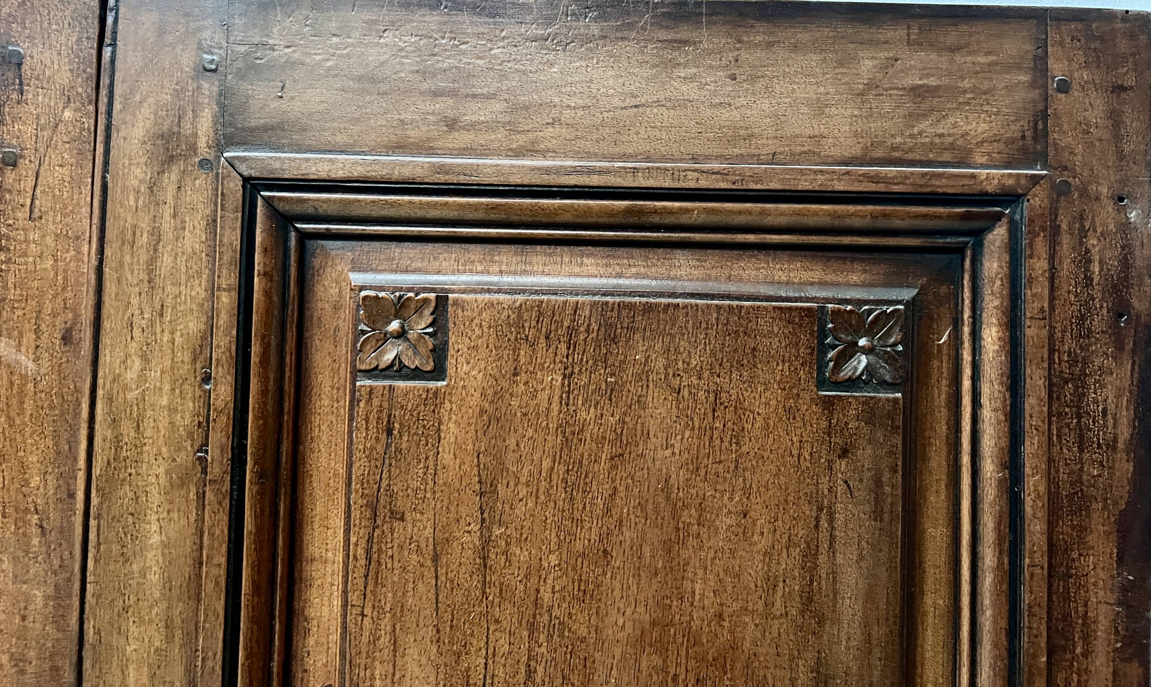 Pair of 18th-century solid walnut double-panel doors