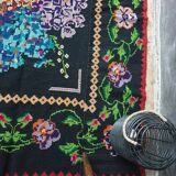 Vintage wool rug with floral design in sweet colors