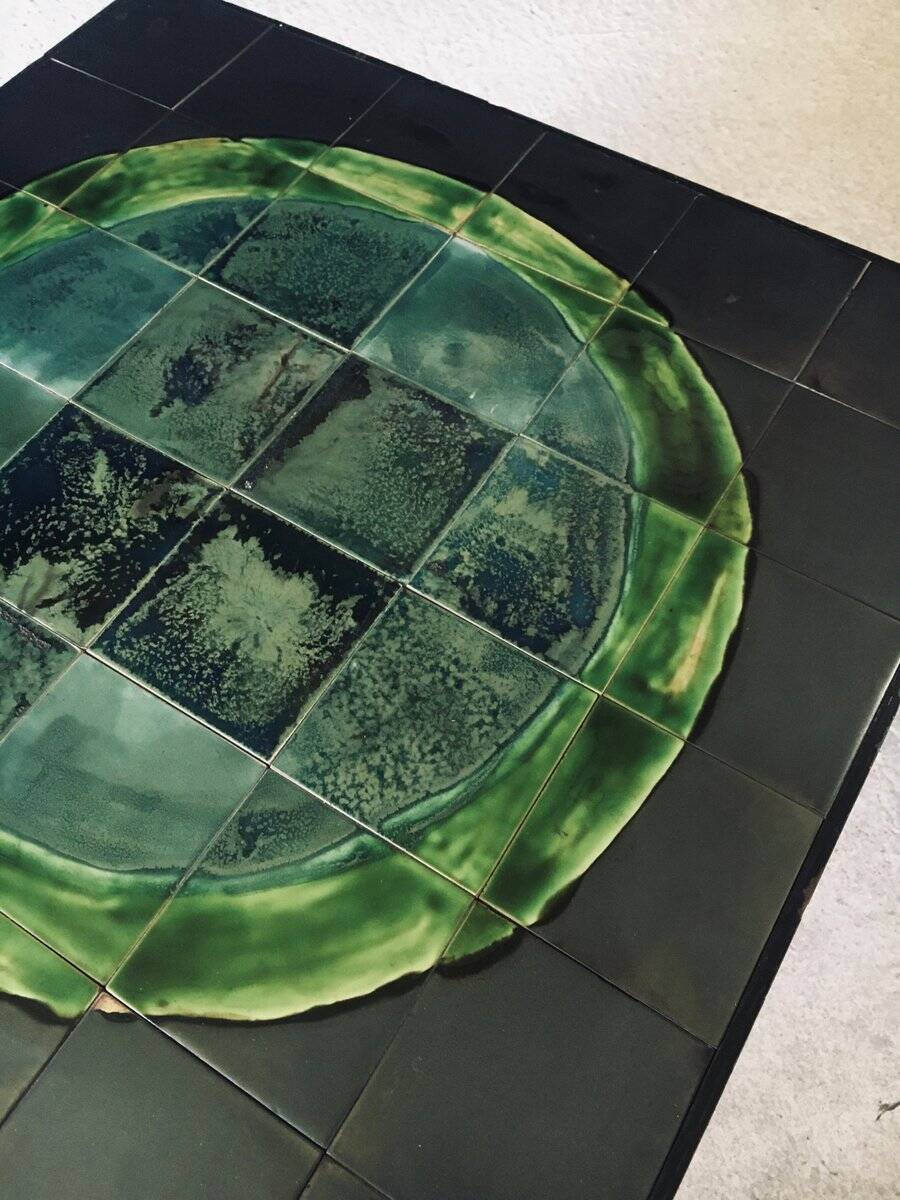 Mid-Century Studio Ceramic Tile Coffee Table, Belgium, 1960s