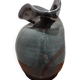 Vase émaillé signé par Thomas Buxo de forme libre asymétrique
