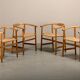 Hans J. Wegner Model PP201 Dining Chairs in Oak and Papercord, PP Møbler
