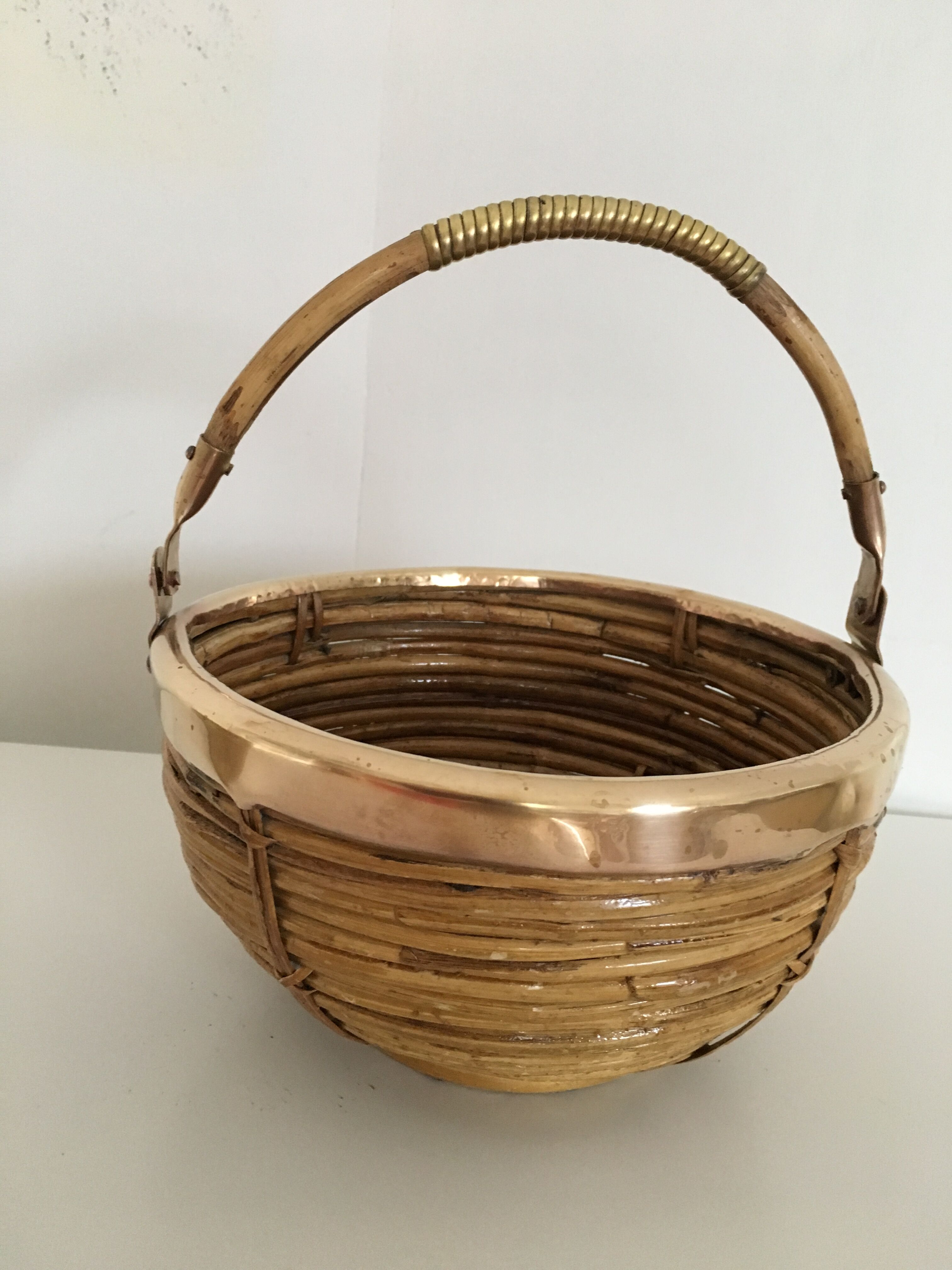 Bamboo and brass handle basket