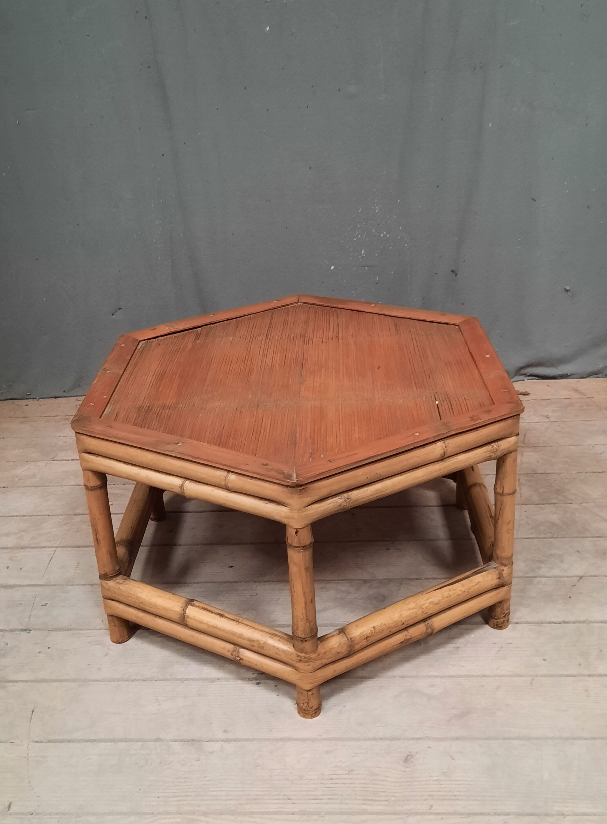 Hexagonal bamboo coffee table