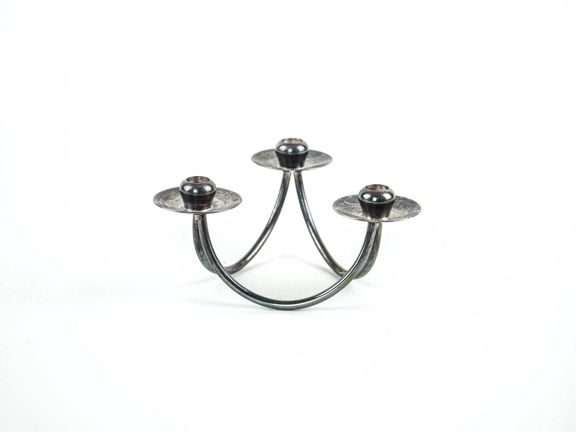 Set of silver-plated candlesticks by Berg Denmark with square bases, 1970s