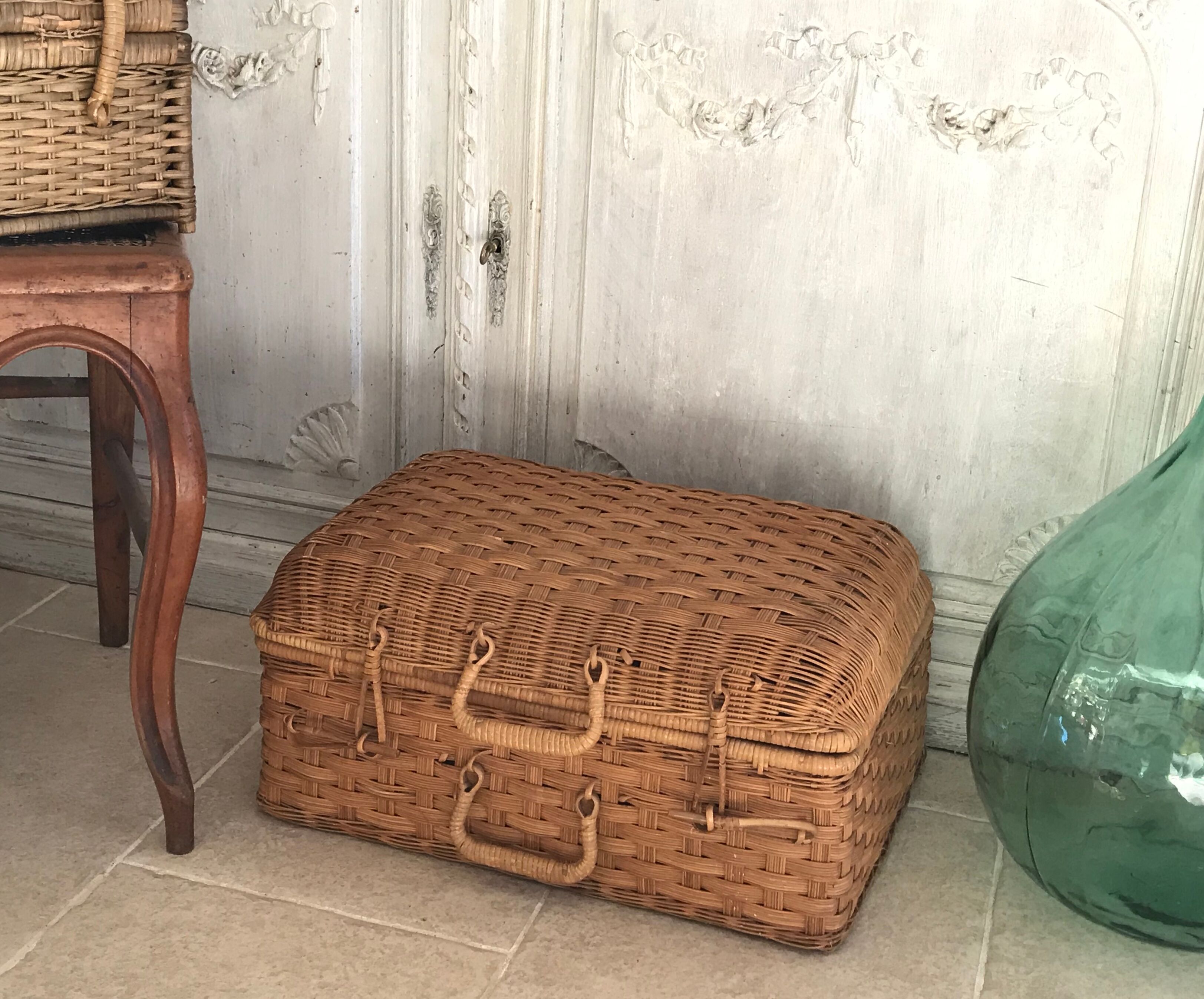 Vintage wicker suitcase