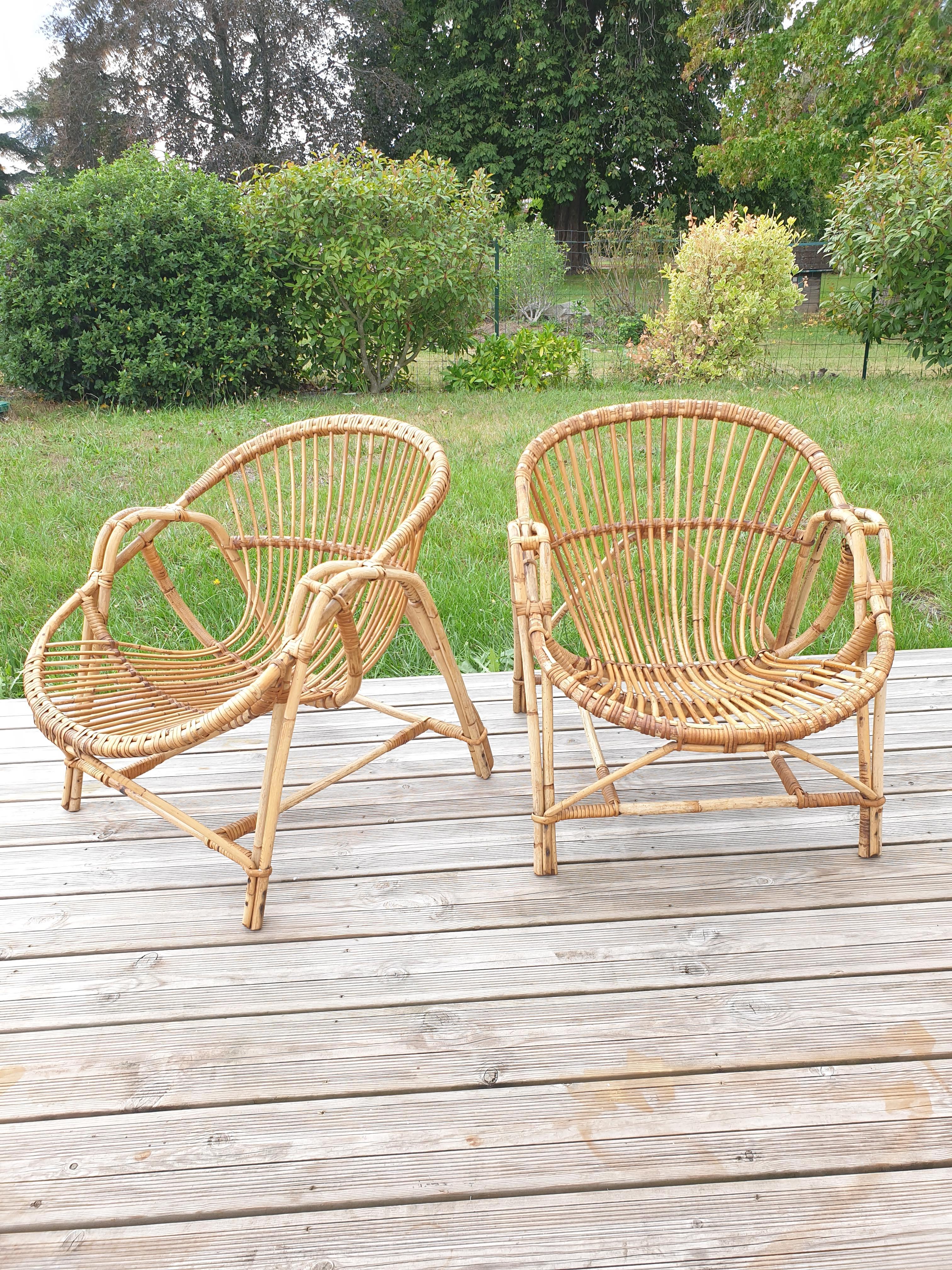 1960 rattan armchair
