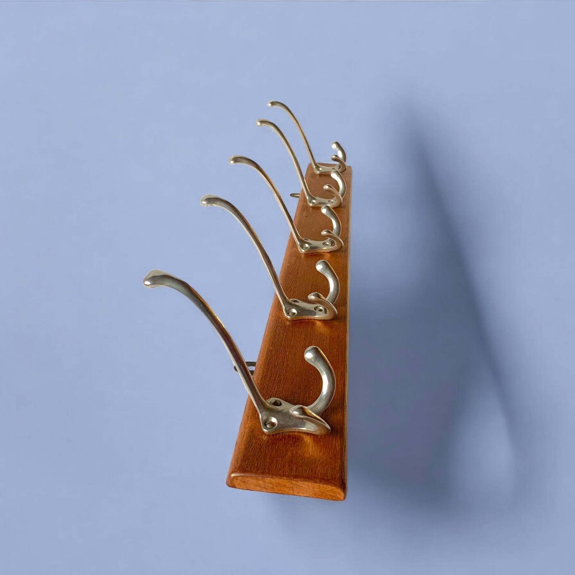 Vintage wooden wall coat rack - 5 hooks