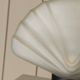 Opaline white Murano glass shell lamp with black metal base – 1980s Italian Memphis-inspired design