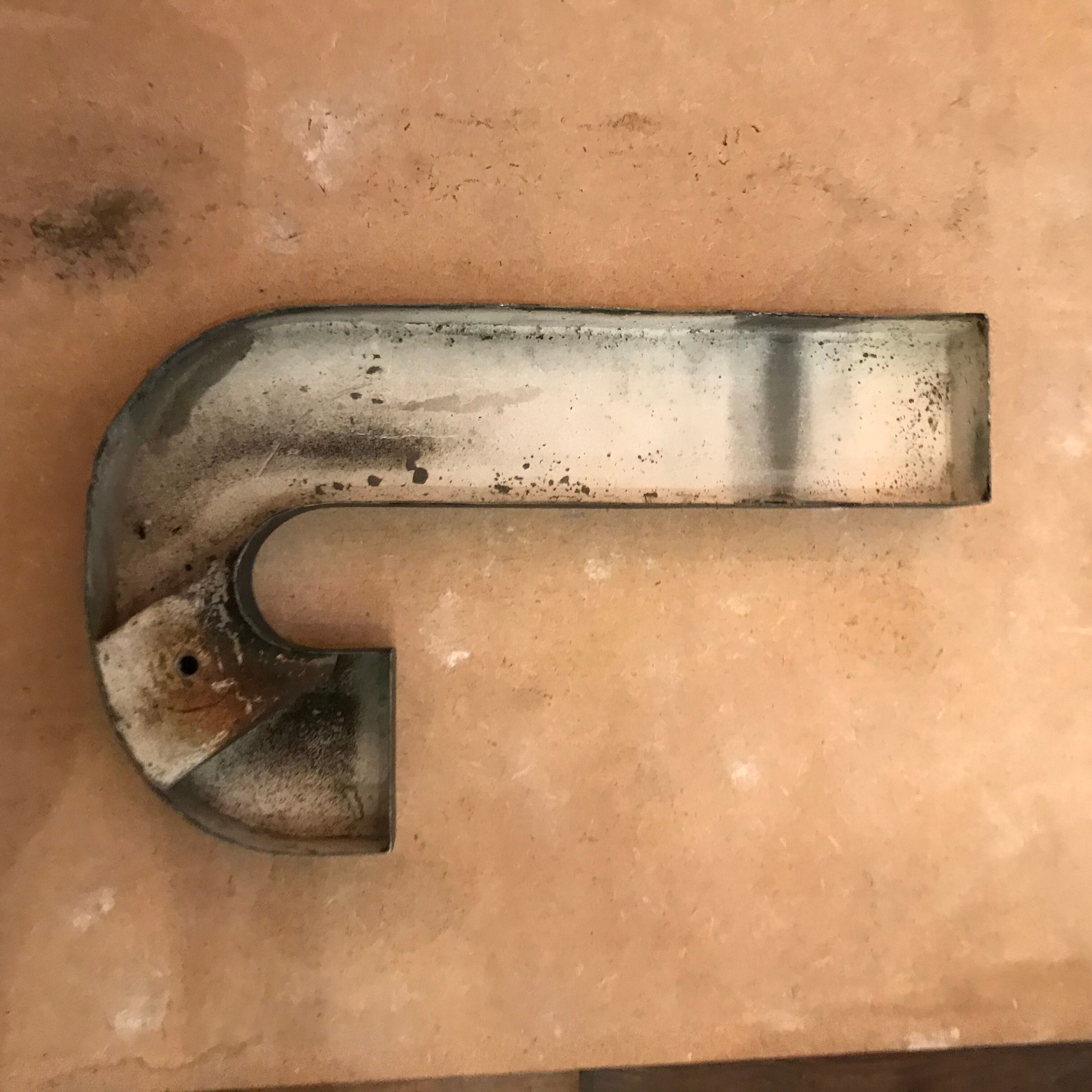 Old zinc metal sign letter J 30 cm