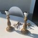 Pair of table lamps in chiseled brass vintage foliage pattern