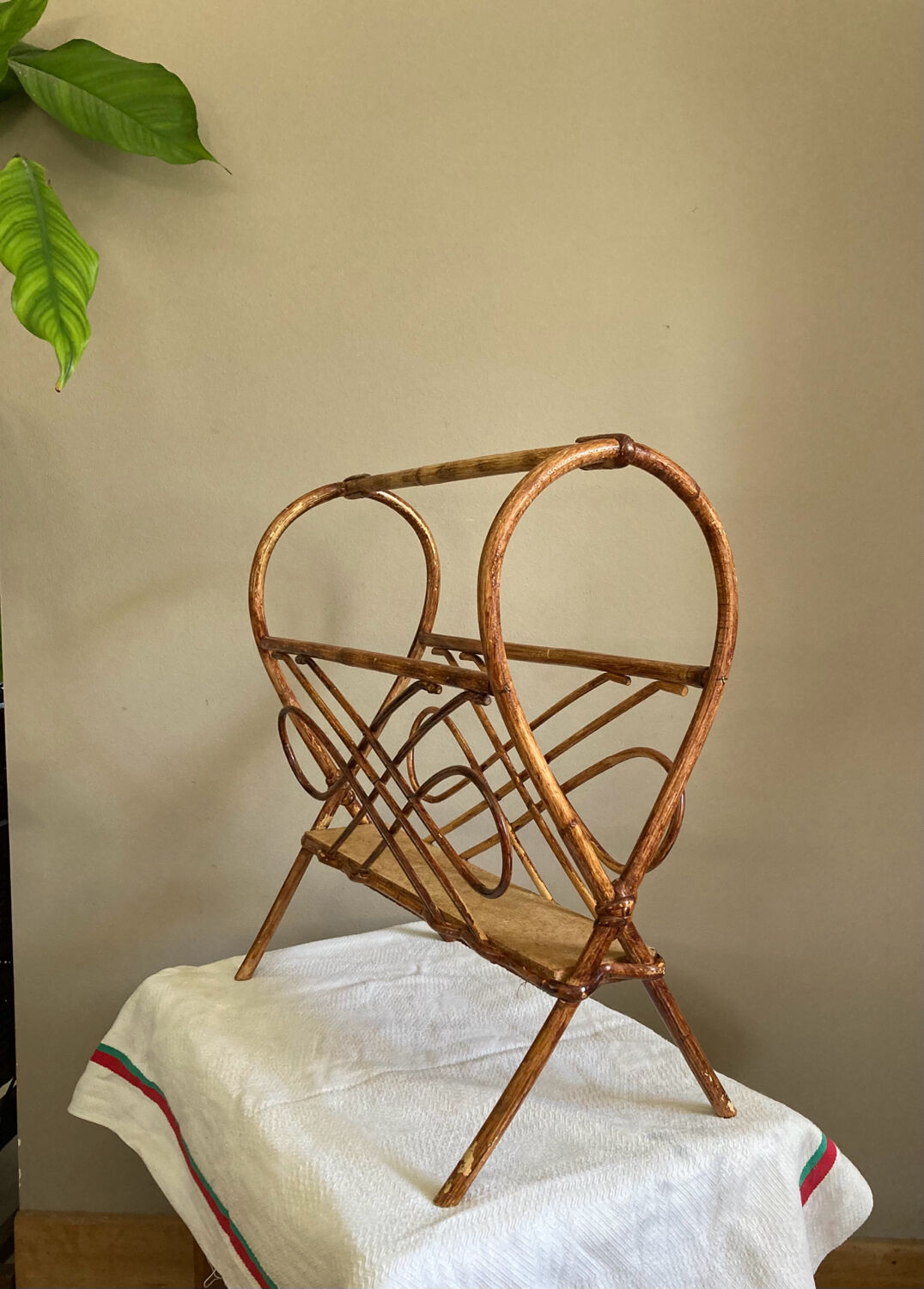 Rattan magazine holder 1970s