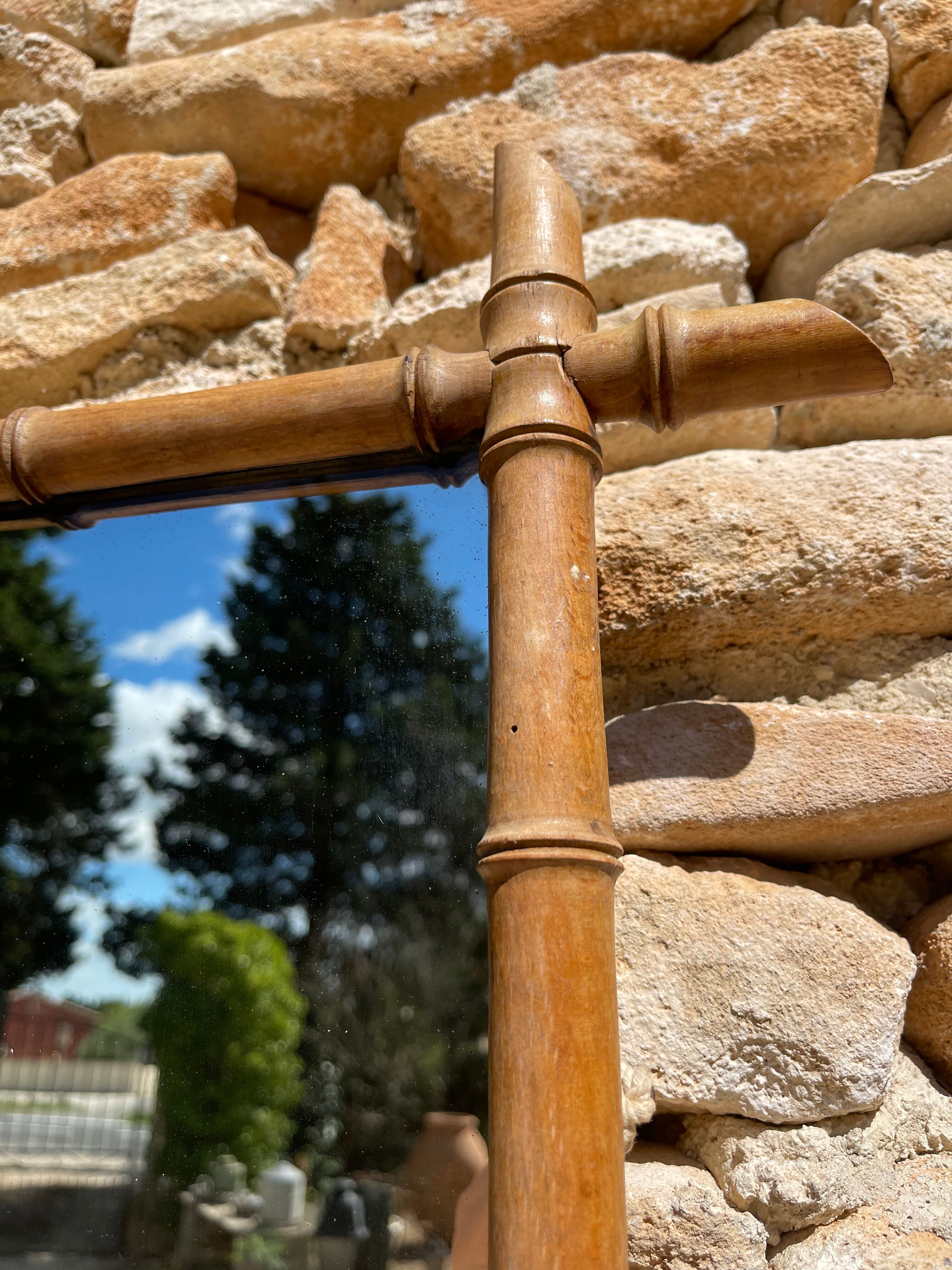 Vintage bamboo mirror, 55 x 43 cm