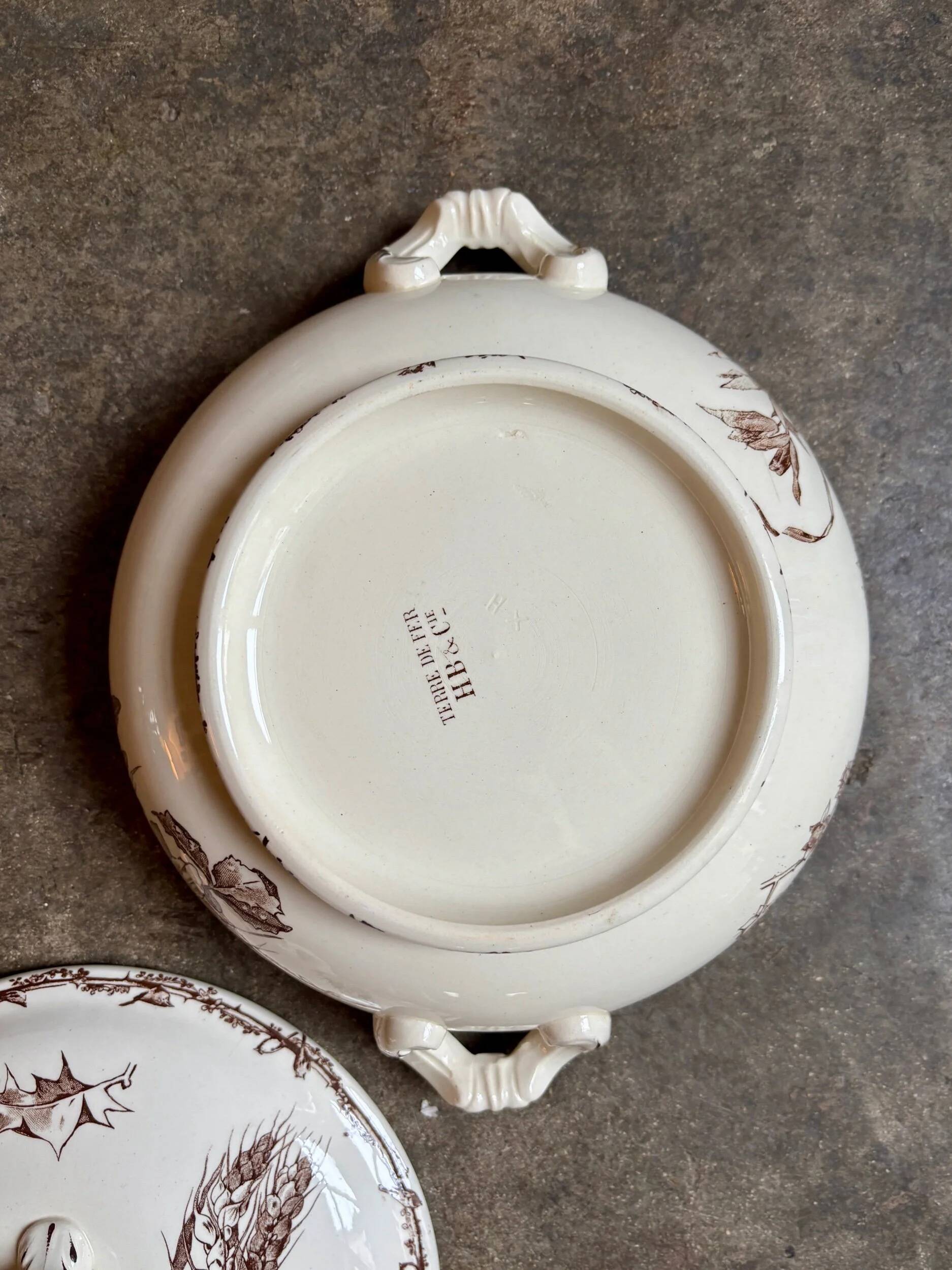 Small brown ironstone tureen by HB & Cie