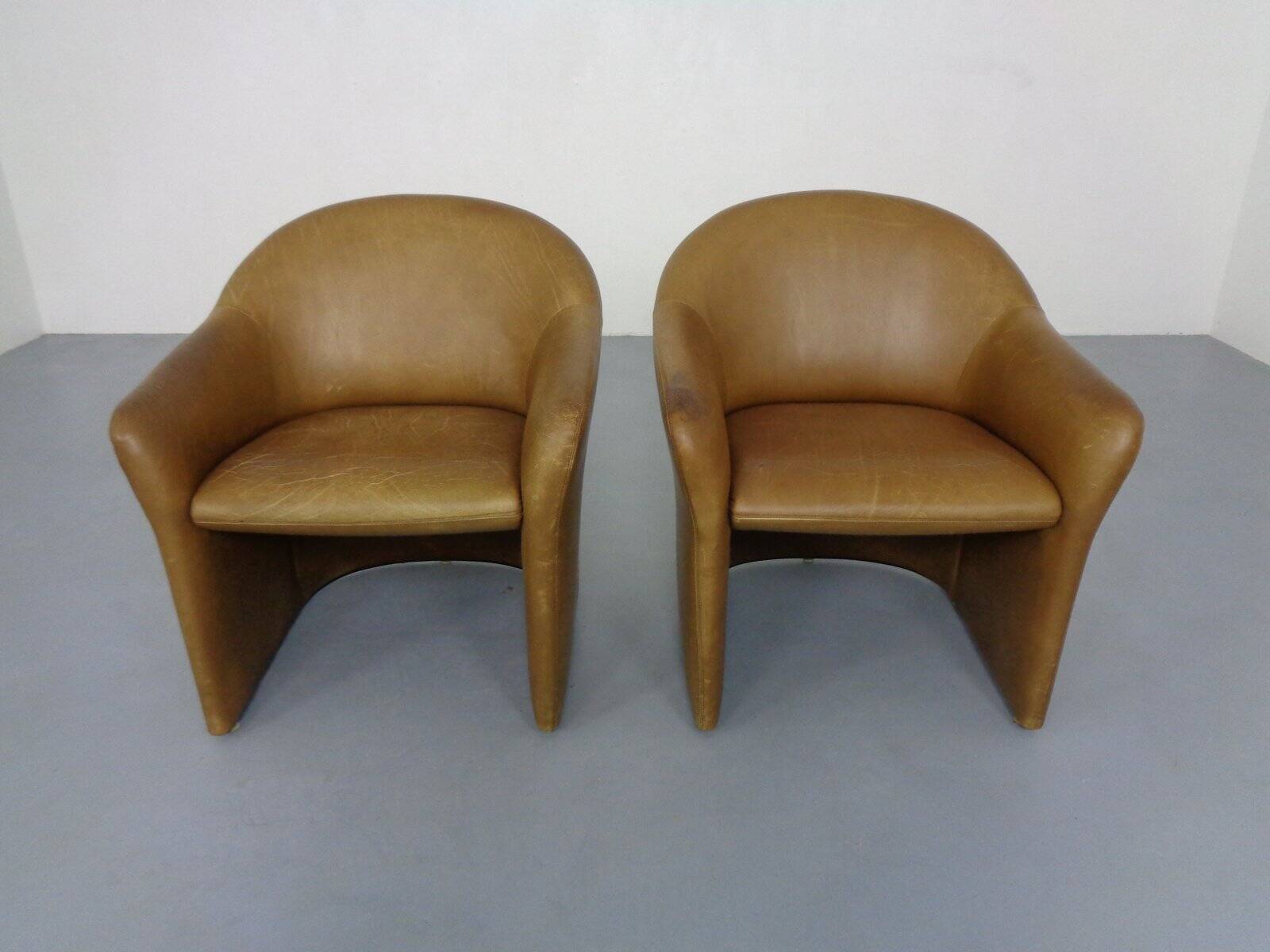 Set of Mid-Century German Leather Cocktail Chairs by Walter Knoll, 1960s
