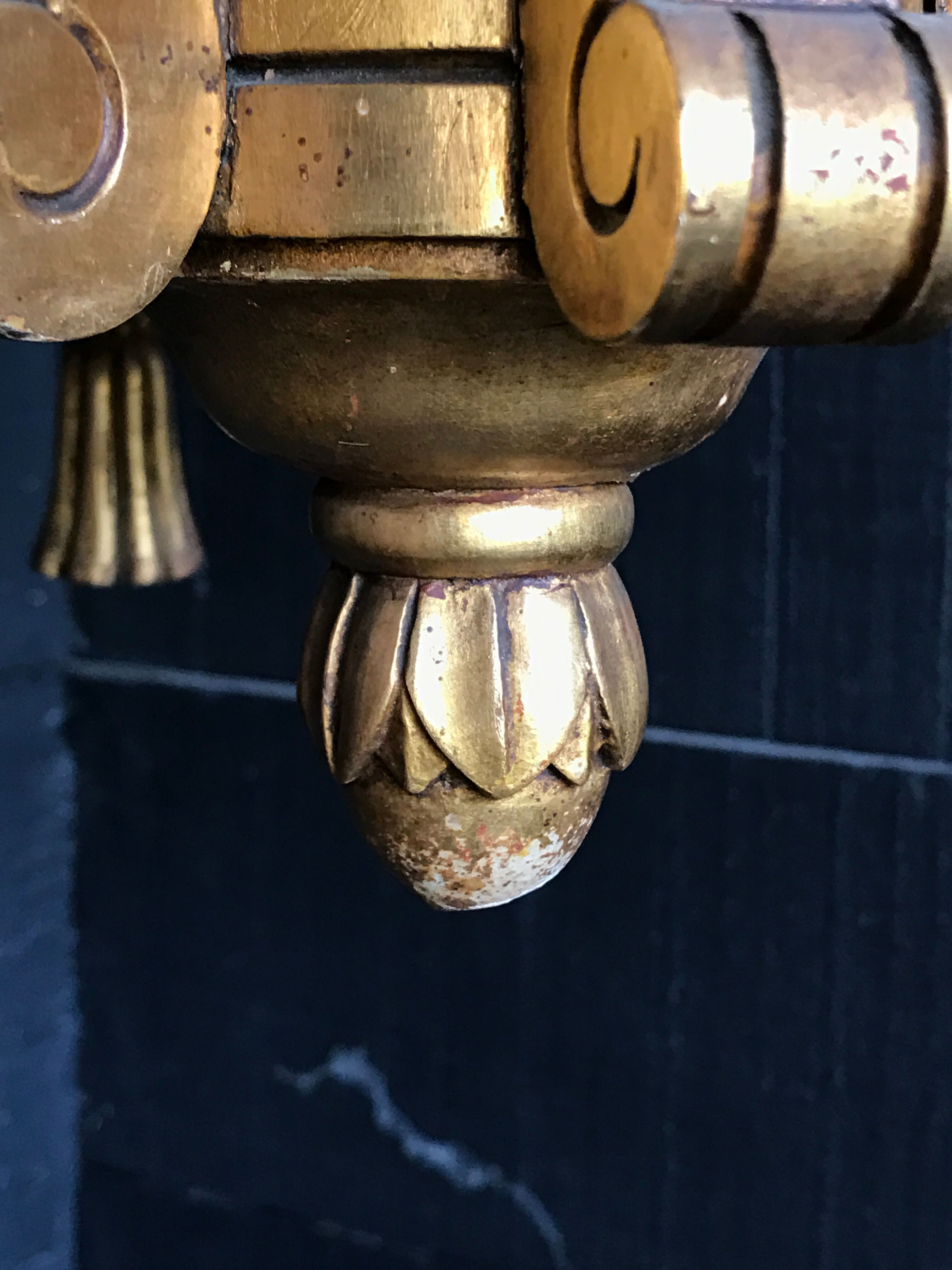 Golden wood chandelier