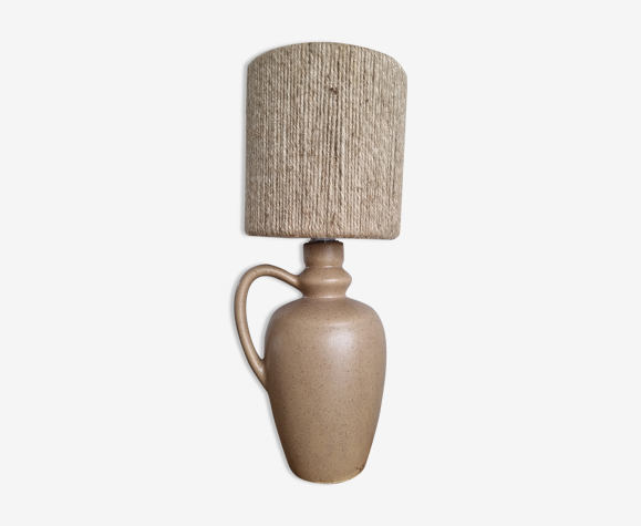 Lampe gres vintage abat jour corde