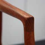 Vintage armchair in teak and black leather - Model 64 - Möller - Denmark '60's