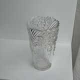 Glass vase with stylized flower pattern