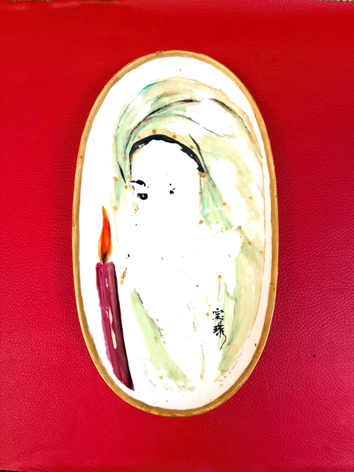 Small oval dish / China porcelain catchall
