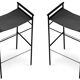 Pair of backless bar stools, black and black metal.