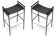 Pair of backless bar stools, black and black metal.
