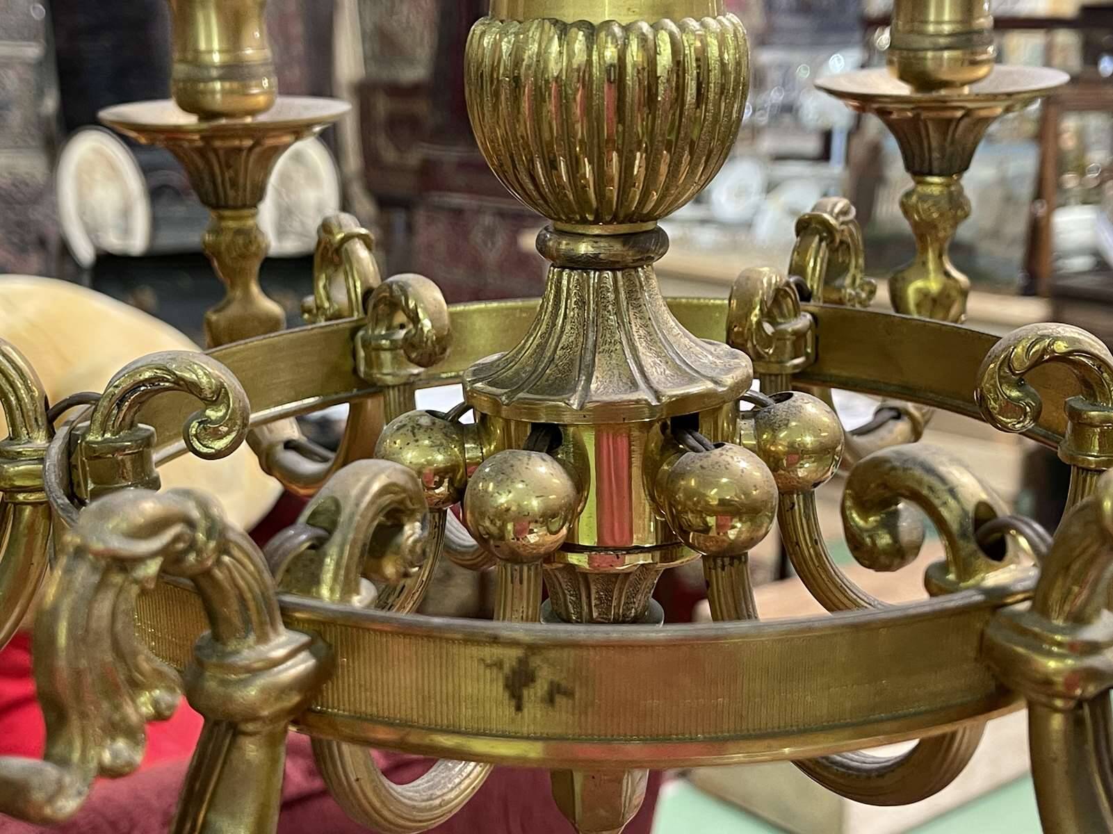 Bronze chandelier 6 lights from the 1950s