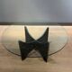 Brutalist coffee table in aluminium and glass