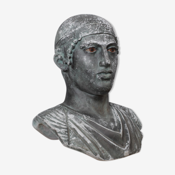 Sculpture tête buste romain en plâtre