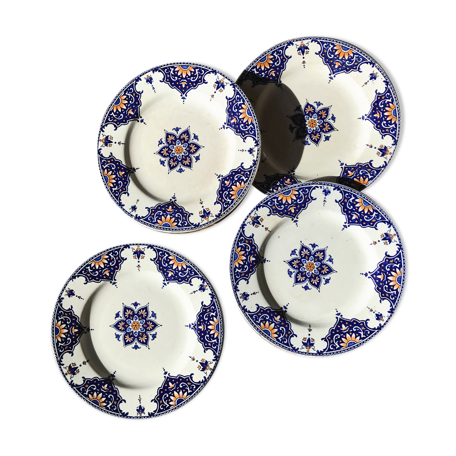 Lot de 4 assiettes à dessert en faïence de Lunéville