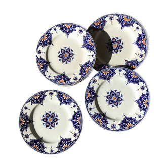 Lot of 4 dessert plates made of Lunéville earthenware