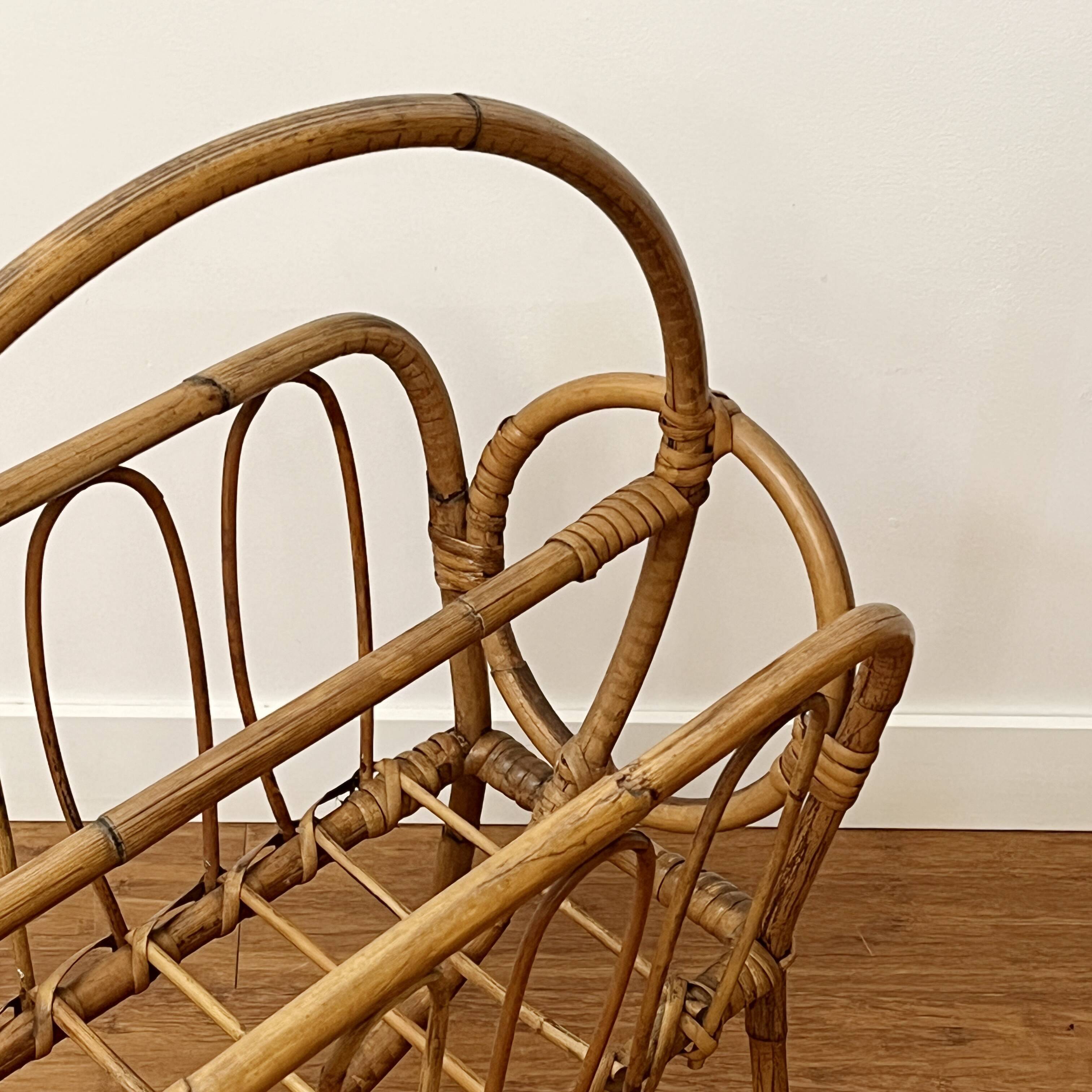 Rattan magazine rack